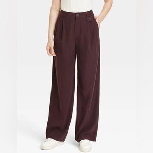 Chic Plum High Waisted Wide Leg Trousers